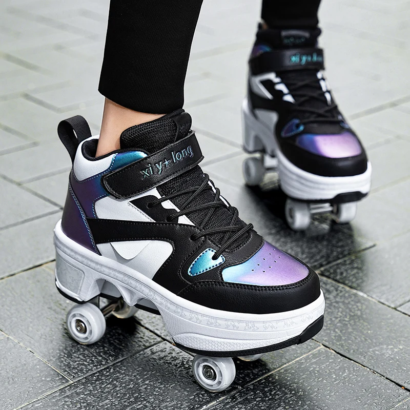 Men'S Shoes - รองเท้าสเก็ตโรลเลอร์สำหรับเด็กแบบใหม่ รองเท้าสเก็ตโรลเลอร์ 4 ล้อ รองเท้าโรลเลอร์สำหรับผู้ใหญ่ รองเท้าล้อแปลงสำหรับนักเรียน