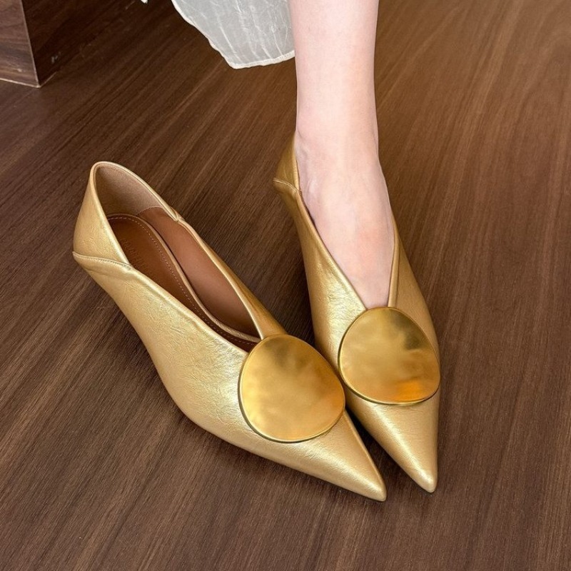 Sandals - รองเท้าส้นแบนแบบสวมหัวแหลมสำหรับผู้หญิง ฤดูใบไม้ผลิ/ฤดูร้อน 2025 แฟชั่นรองเท้าสไลด์แบบตื้น