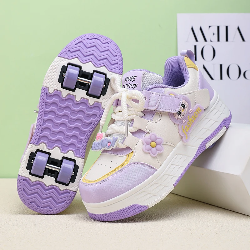 Women'S Shoes - รองเท้าโรลเลอร์สเก็ตสำหรับเด็กชายและเด็กหญิง รองเท้าโรลเลอร์สเก็ตหนัง ล้อซ่อน 2 ล้อ พร้อมฟังก์ชันหลากหลาย