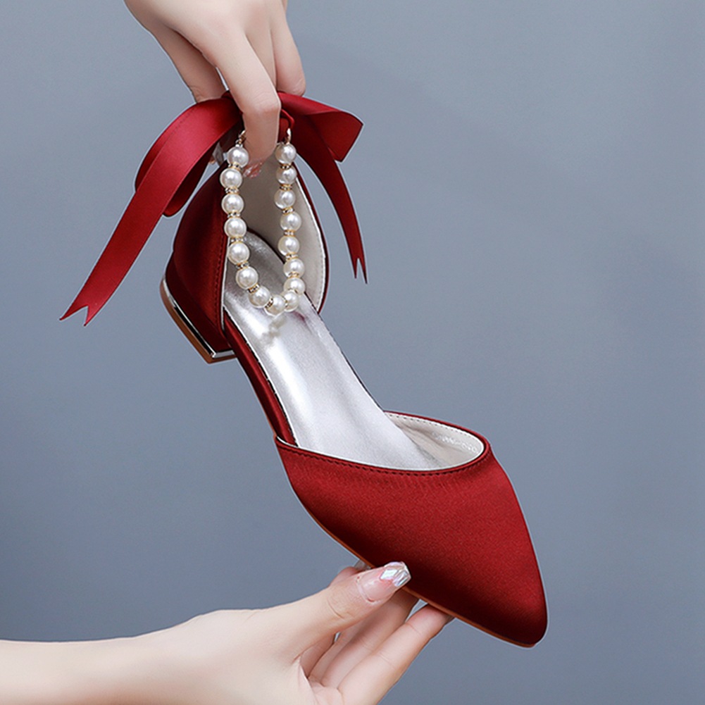 รองเท้าแต่งงานเจ้าสาวส้นแบนชี้ - Sandals บทวิจารณ์และราคา
